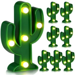 8 Pcs LED Night Light Cactus Night Table Lamp Cactus Party Decorations Cute Mini Cactus Lamp LED Cactus Light for Kids’ Room Bedroom Garden Home Christmas Cinco De Mayo Mexican Party Decor Gift, Green