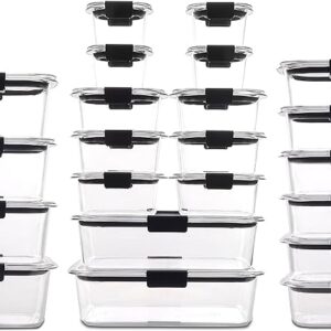 Rubbermaid Brilliance BPA Free Food Storage Containers with Lids, Airtight, for Lunch, Meal Prep, and Leftovers, Set of 22