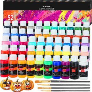 Acrylic Paint Set With 4 Brushes, 52 Colors (59ml, 2oz)