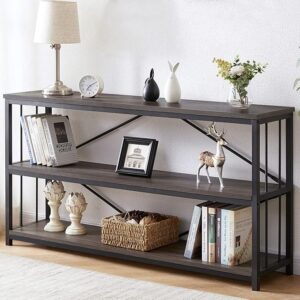 Modern 3 Tier Shelf Long Foyer Tables Behind Couch